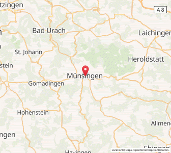 Map of Münsingen, Baden-Wurttemberg