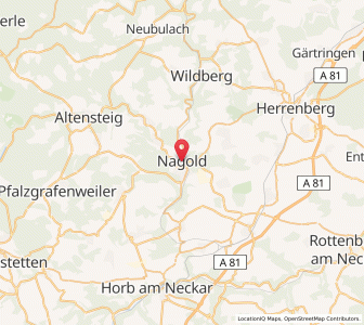 Map of Nagold, Baden-Wurttemberg