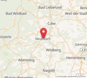 Map of Neubulach, Baden-Wurttemberg