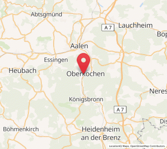 Map of Oberkochen, Baden-Wurttemberg