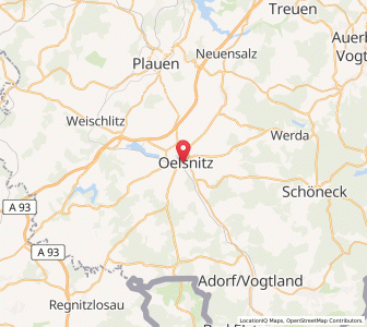 Map of Oelsnitz im Vogtland, Saxony