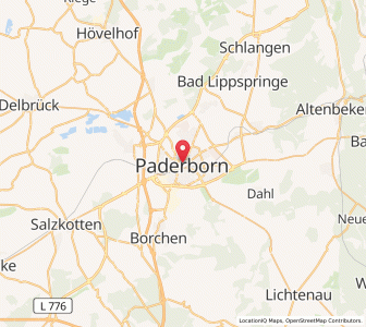 Map of Paderborn, North Rhine-Westphalia