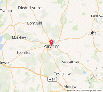 Map of Parchim, Mecklenburg-Vorpommern