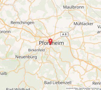 Map of Pforzheim, Baden-Wurttemberg
