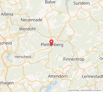 Map of Plettenberg, North Rhine-Westphalia