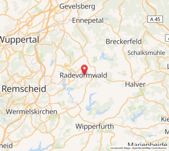 Map of Radevormwald, North Rhine-Westphalia