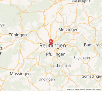Map of Reutlingen, Baden-Wurttemberg