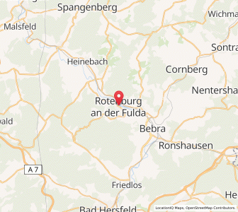 Map of Rotenburg an der Fulda, Hesse