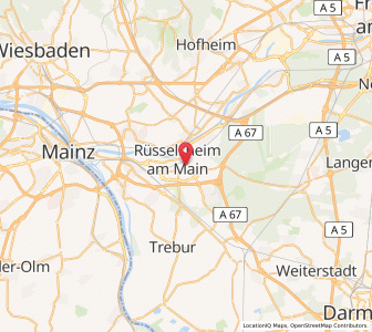 Map of Rüsselsheim am Main, Hesse