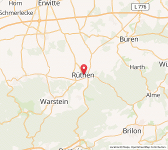 Map of Rüthen, North Rhine-Westphalia