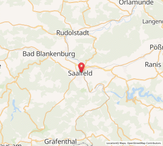 Map of Saalfeld/Saale, Thuringia