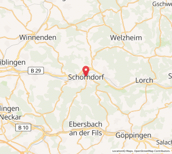Map of Schorndorf, Baden-Wurttemberg