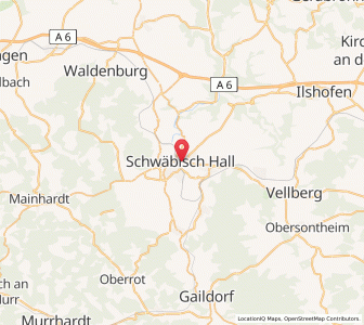 Map of Schwäbisch Hall, Baden-Wurttemberg
