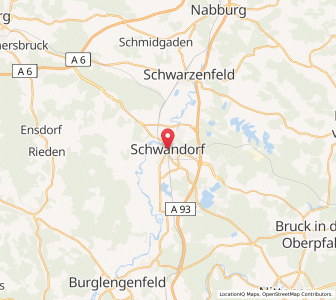 Map of Schwandorf in Bayern, Bavaria