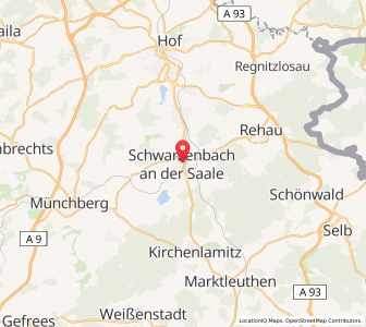 Map of Schwarzenbach an der Saale, Bavaria