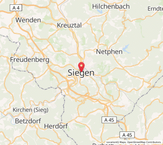 Map of Siegen, North Rhine-Westphalia