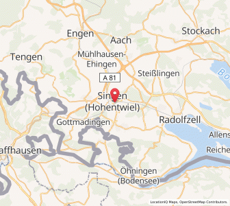 Map of Singen, Baden-Wurttemberg