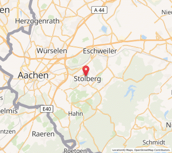 Map of Stolberg, Rheinland, North Rhine-Westphalia