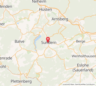 Map of Sundern, North Rhine-Westphalia