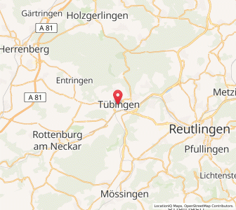 Map of Tübingen, Baden-Wurttemberg
