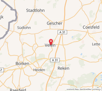 Map of Velen, North Rhine-Westphalia