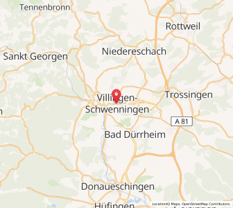 Map of Villingen-Schwenningen, Baden-Wurttemberg