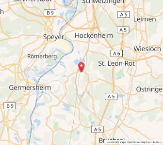 Map of Waghäusel, Baden-Wurttemberg