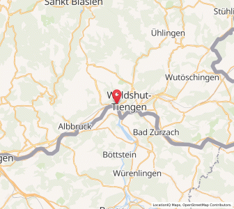 Map of Waldshut-Tiengen, Baden-Wurttemberg