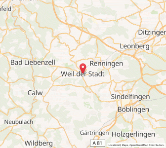 Map of Weil der Stadt, Baden-Wurttemberg