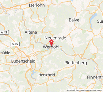 Map of Werdohl, North Rhine-Westphalia