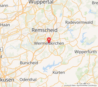 Map of Wermelskirchen, North Rhine-Westphalia