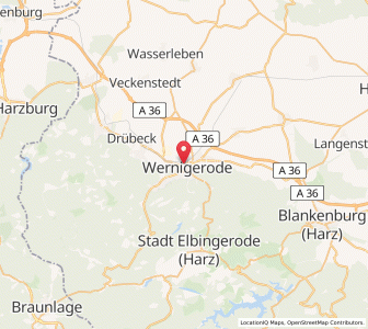 Map of Wernigerode, Saxony-Anhalt