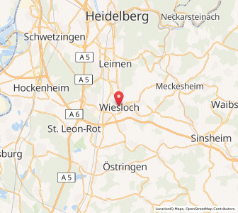 Map of Wiesloch, Baden-Wurttemberg