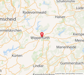 Map of Wipperfürth, North Rhine-Westphalia