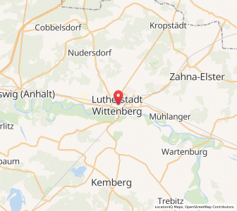 Map of Lutherstadt Wittenberg, Saxony-Anhalt