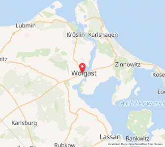 Map of Wolgast, Mecklenburg-Vorpommern