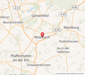 Map of Wolnzach, Bavaria
