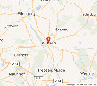 Map of Wurzen, Saxony