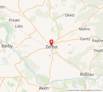 Map of Zerbst/Anhalt, Saxony-Anhalt