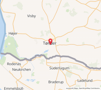Map of Tondern, South Denmark