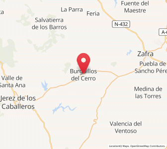 Map of Burguillos del Cerro, Extremadura