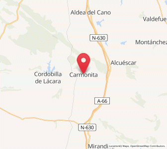 Map of Carmonita, Extremadura