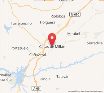 Map of Casas de Millán, Extremadura