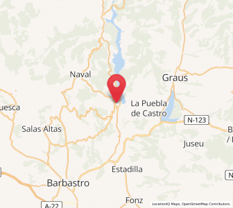 Map of El Grado, Aragon