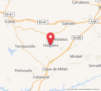 Map of Holguera, Extremadura