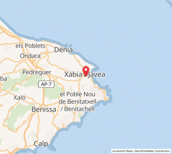 Map of Xàbia, Valencia