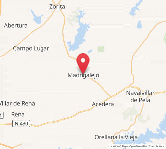 Map of Madrigalejo, Extremadura