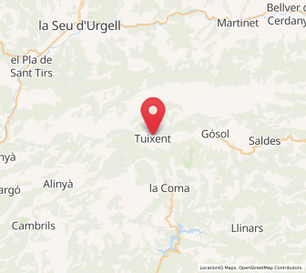 Map of Tuixén, Catalonia