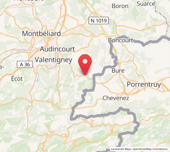 Map of Abbévillers, Bourgogne-Franche-Comté
