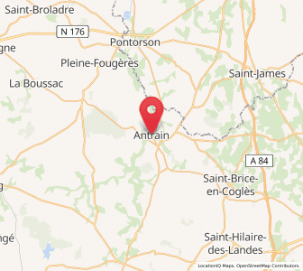 Map of Antrain, Brittany